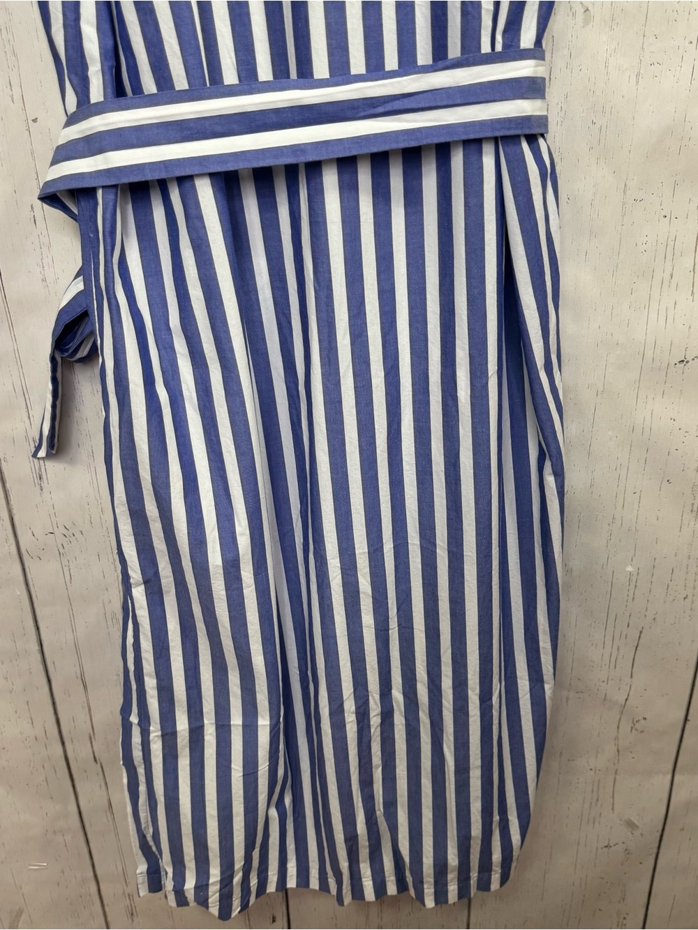 J.Crew Blue White Stripe Cotton Poplin Maxi Dress Belted Coastal Preppy Nautical - Picture 12 of 16